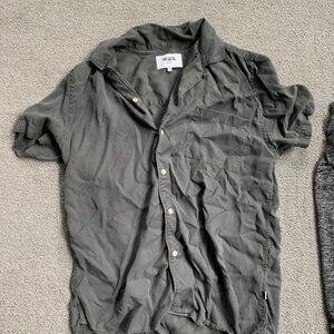 Wax London Lyocell Grey Button up Short Sleeve Mens Medium